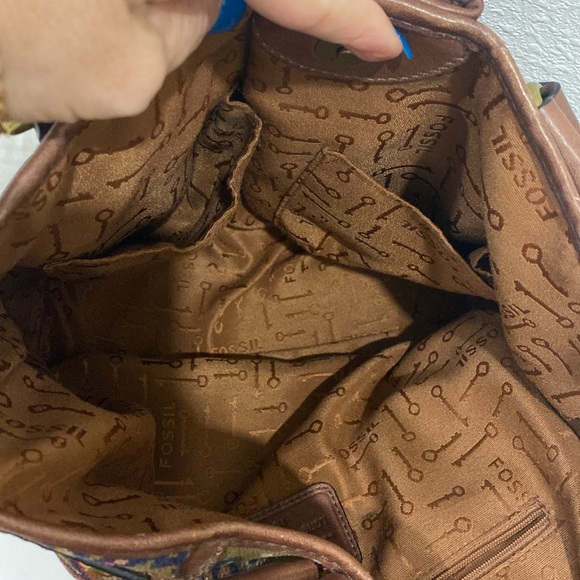 ❤️‍🔥HOST PICK❤️‍🔥FOSSIL Long Live VTG Adrina Brown Floral Tapestry Leather Bag - Picture 13 of 14